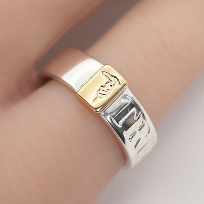 Trussardi Gold K18 Silver 925 Combination Ring Size 51 US 5.5 JP 10.5 Excellent