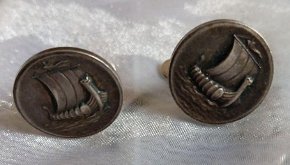 Georg Jensen Vintage Viking Ship Cufflinks Sterling Silver 925 Denmark Men
