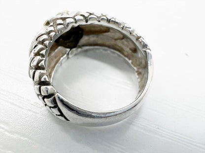 Stephen Dwek Sterling Silver 925 Yellow Gold K18 Pair Flower Ring Size US 4.25