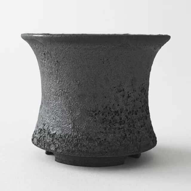 Kamiyama Fukasori Pot Shigarakiyaki Φ3.9”x 3.1" Agave caudex Cactus Japan Bonsai