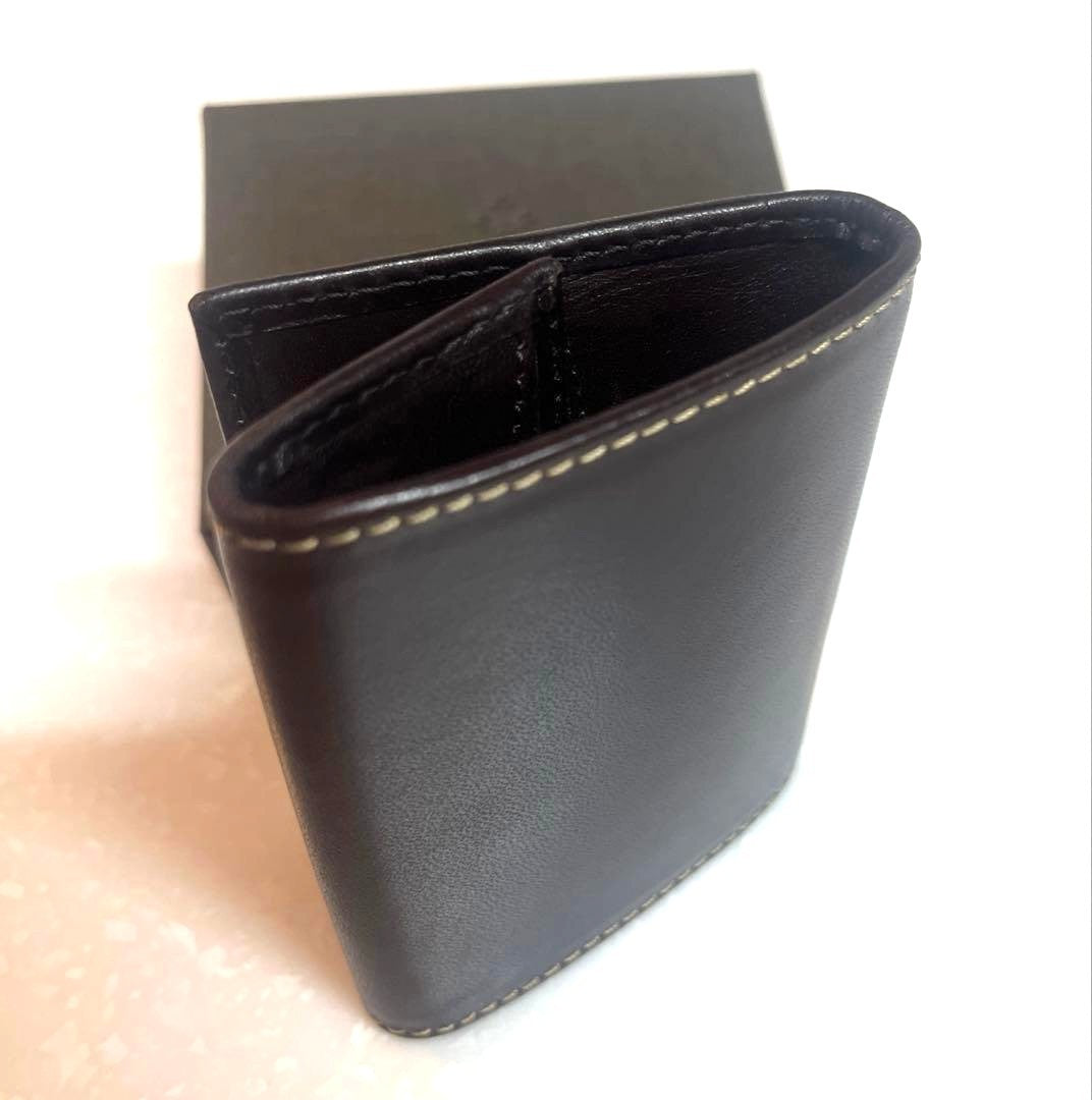 PATEK PHILIPPE Dark Brown Leather Coin Case Purse Novelty Small Wallet 8.5cm