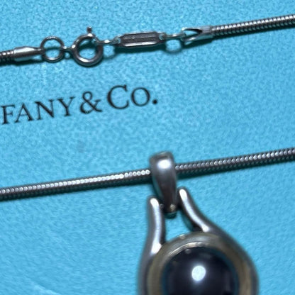 Tiffany & Co 1999 Hematite Silver 925 & 18K Gold 750 Wire Necklace Pendant Used