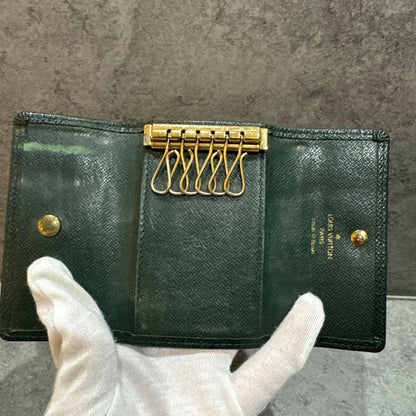 Louis Vuitton Authentic Taiga Leather Multicles Key Case Dark Green Used