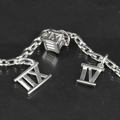 Tiffany & Co Sterling Silver 925 Atlas Donut Chain Link Charm Bracelet L 16.5cm