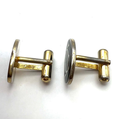 Cartier Vintage Cufflinks Tie Pin Set Gold Black Used Italy