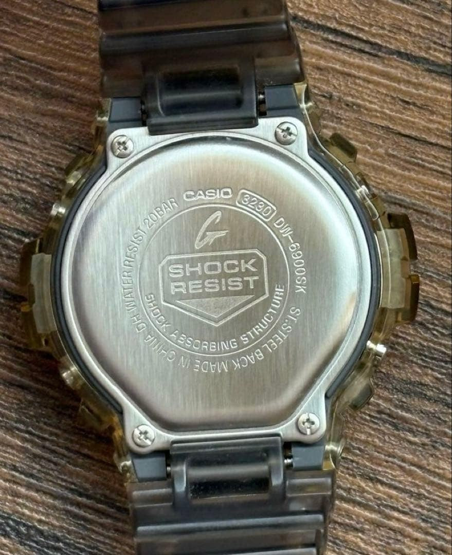 CASIO G-SHOCK DW-6900SK Skeleton Clear Yellow Smoke Resin Digital Watch 49mm