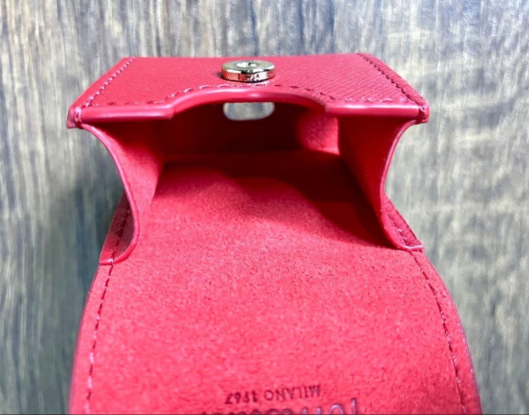 Pomellato Red Leather Keychain AirPods Case Holder