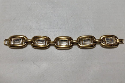 Christian Dior Vintage Crystal Bracelet Gold Plated Authentic From Japan