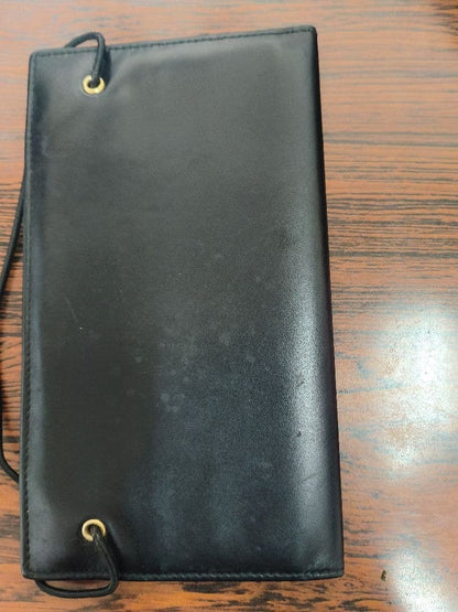 PRADA Leather Notebook Cover Case Black Rubber Band Closure Italy 10x18cm