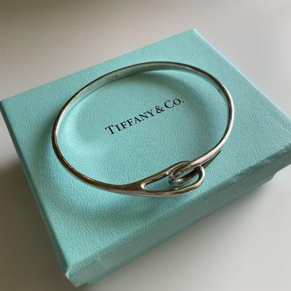 TIFFANY & Co. Silver 925 Double Loop Bracelet Bangle Vintage 18cm 7" From Japan