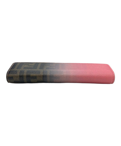 FENDI Zucca Long Wallet Trifold Pink Brown Gradient PVC Canvas Leather Women