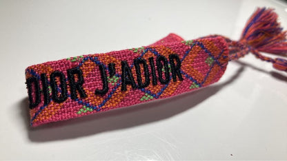 Christian Dior Woven Cotton J'ADIOR Friendship Bracelet Oblique Argyle Near Mint