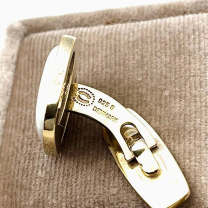 Georg Jensen x Royal Copenhagen Cufflinks White Porcelain Gold Crown Denmark