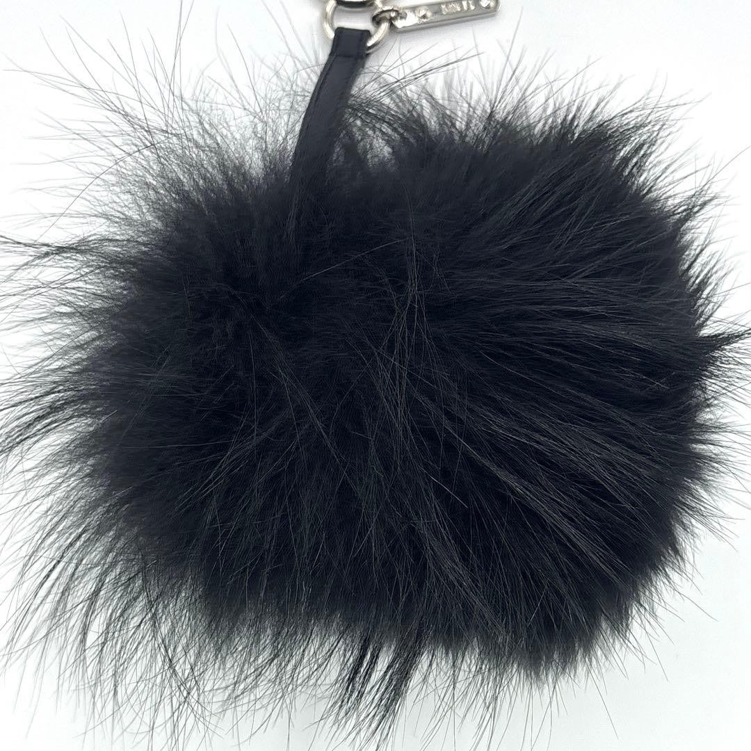Authentic Fendi Monster Bugs Eye Black Fur Bag Charm Key Chain Ring