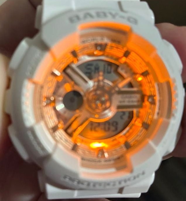 CASIO Baby-G BA-110RG Analog Digital Watch White Rose Gold Resin Case Working