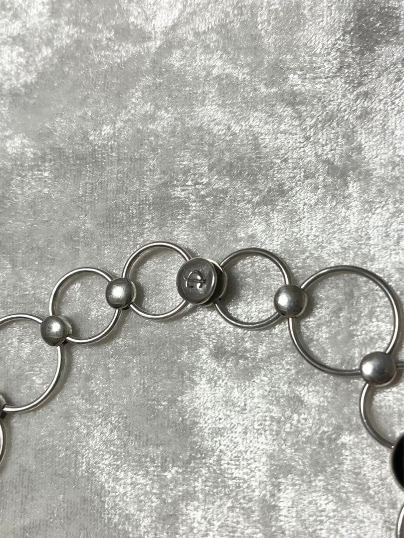 Rare Georg Jensen Sterling Silver 925 Onyx Round Chain Necklace Choker Vintage