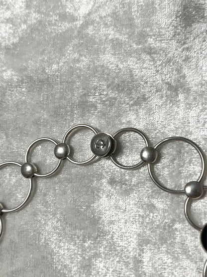 Rare Georg Jensen Sterling Silver 925 Onyx Round Chain Necklace Choker Vintage