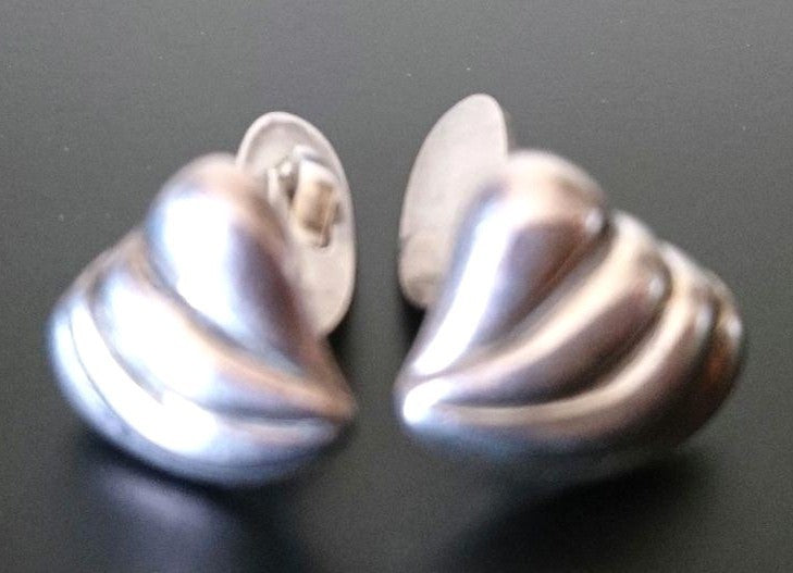 Georg Jensen Sterling Silver Cufflinks Men Heart Shell Design Denmark Vintage