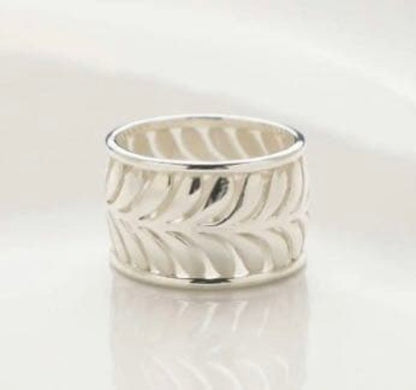 Tiffany & Co Silver 925 Paloma Picasso Villa Palm Leaf Wide Ring Size US 5.75