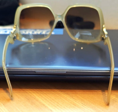 SPY Optic Corniche Sunglasses Square Clear Cream Gold Frame Gray Lens VTG Y2K