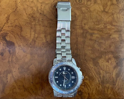 Seiko Kinetic 5M62 0BP0 Blue Dial Date Watch Men 100m Secondary Battery Replaced