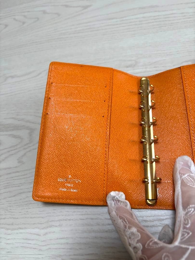 LOUIS VUITTON Epi Leather Agenda Cover Orange 6-Ring Notebook Planner Spain PM