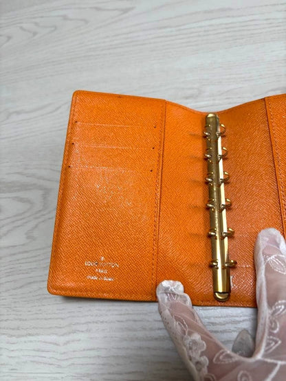 LOUIS VUITTON Epi Leather Agenda Cover Orange 6-Ring Notebook Planner Spain PM