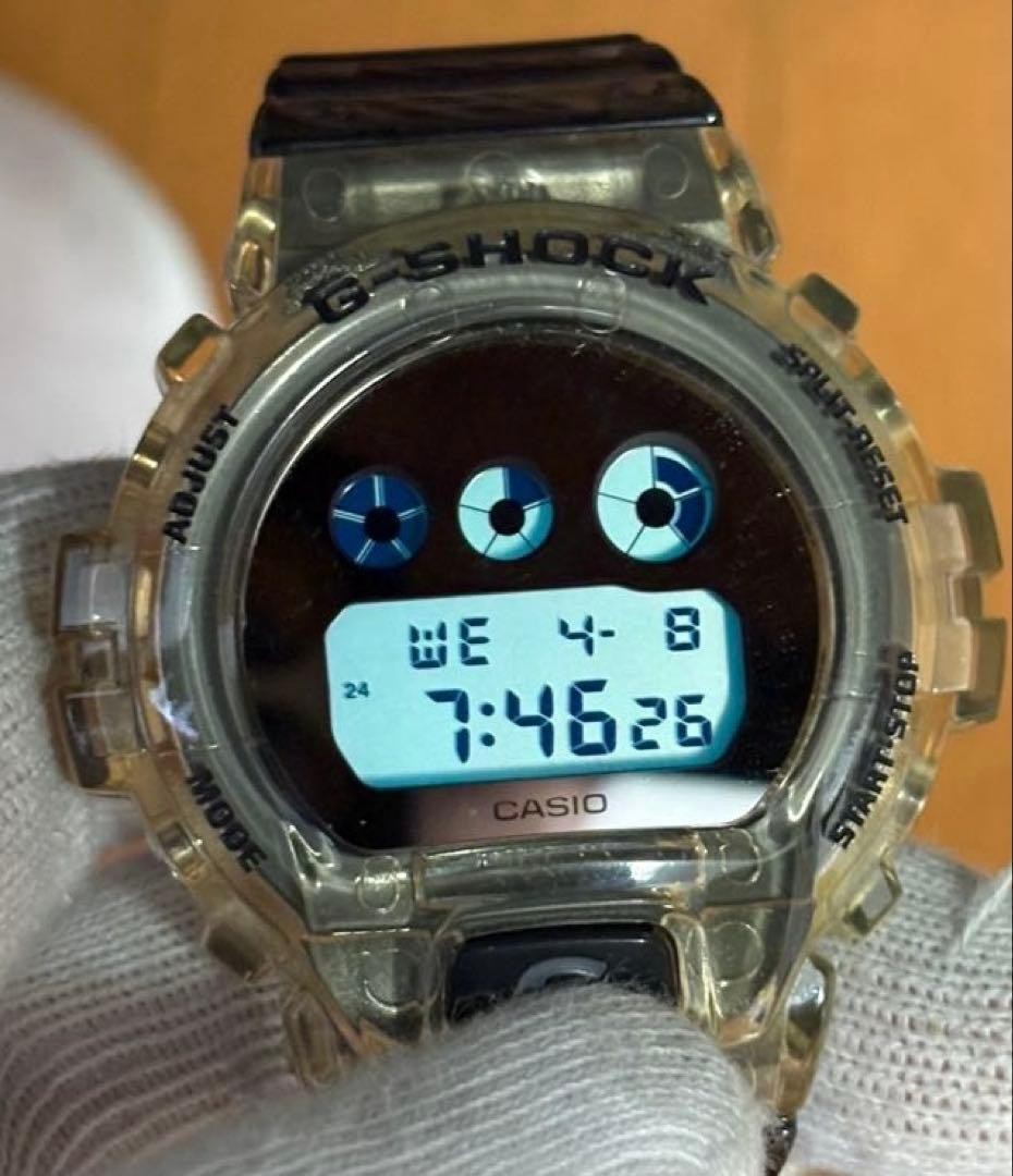 CASIO G-SHOCK DW-6900SK Skeleton Clear Yellow Smoke Resin Digital Watch 49mm