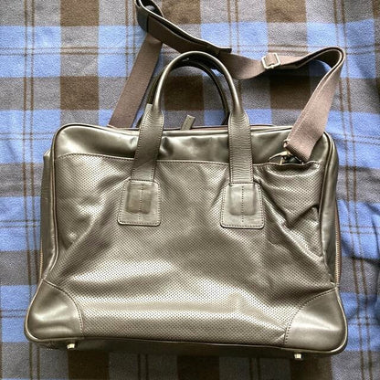 Bill Amberg 2Way Business Bag Briefcase Olive Perforated Leather China Men's