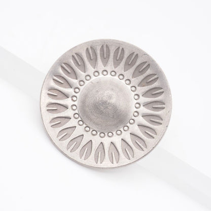 JORGEN JENSEN Pewter Brooch Round Leaf Design Silver Color Denmark 39.5mm Pin