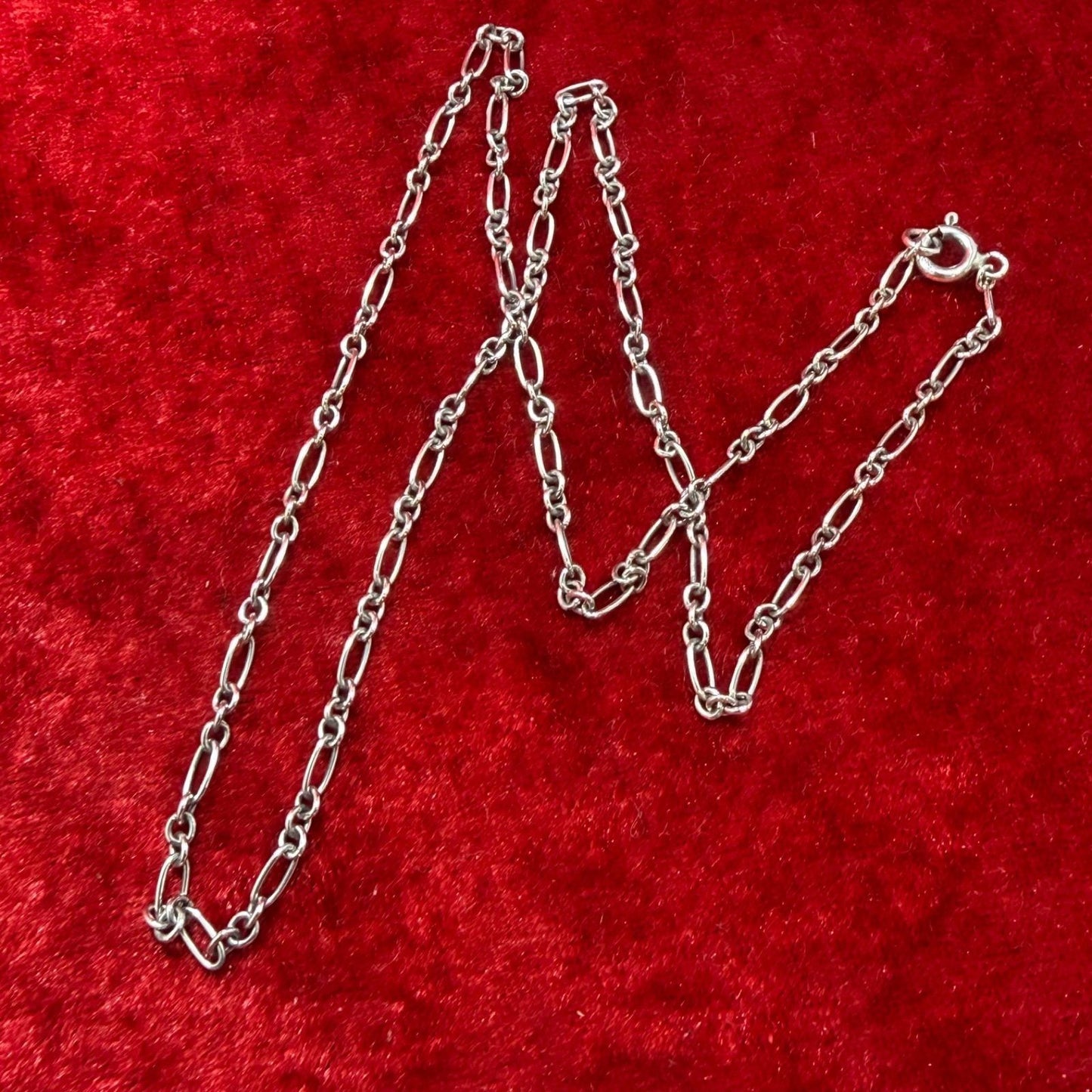 Georg Jensen Sterling Silver 925 Figaro Chain Necklace L 45.5cm 18in Excellent