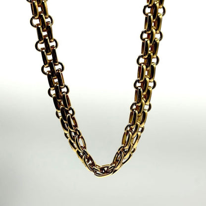 CHRISTIAN DIOR Gold Plated Chain Link Necklace Choker Vintage Used Excellent