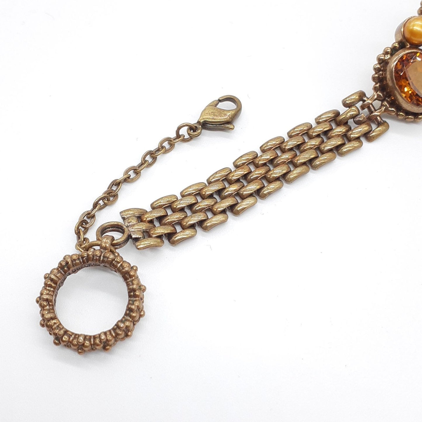 Stephen Dweck Engraving Citrine Quartz Sterling Silver Bracelet Used Japan