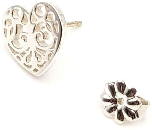Tiffany & Co Enchant Heart Earring Single Silver 925 Filigree Stud Near Mint