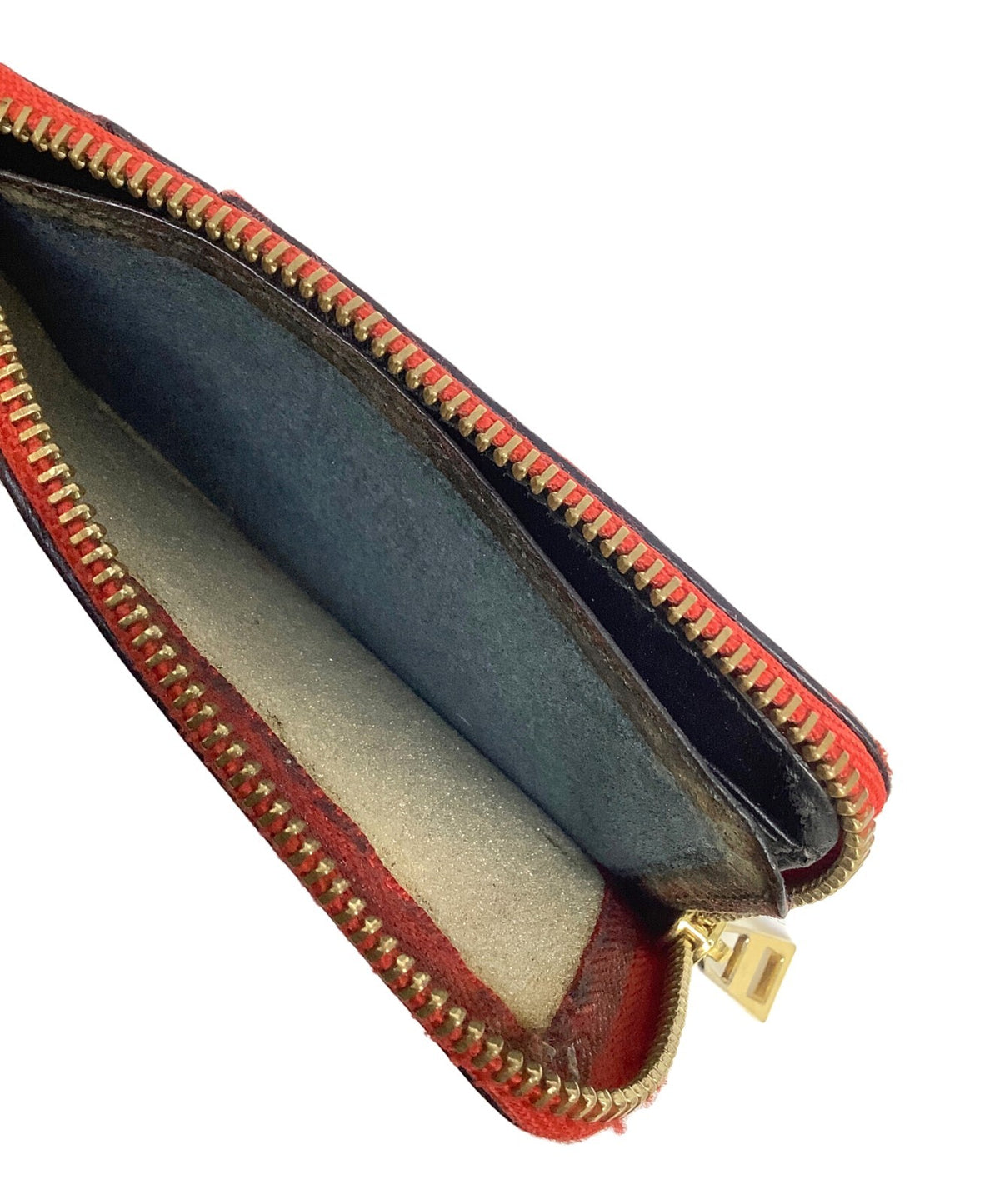 LOEWE Anagram Coin Case Card Holder Red Leather Gold HW Spain 12cm Zip Pouch