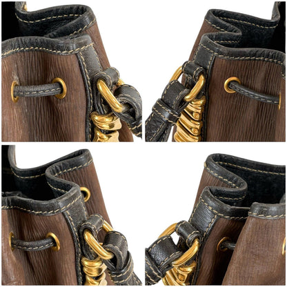 Loewe Velazquez Twist Gold Hardware Brown Leather Drawstring Shoulder Bag