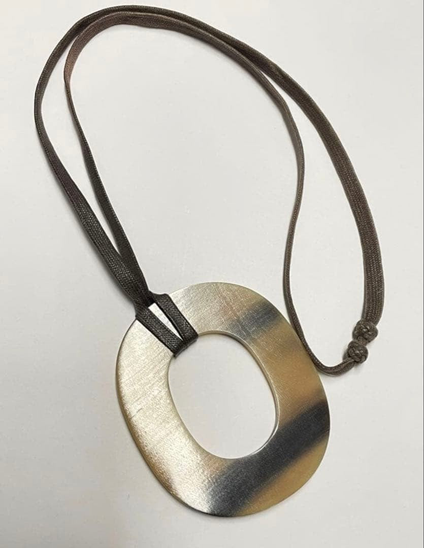 Hermes Buffalo Horn Necklace Designer Pendant Womens Jewelry Statement Accessory