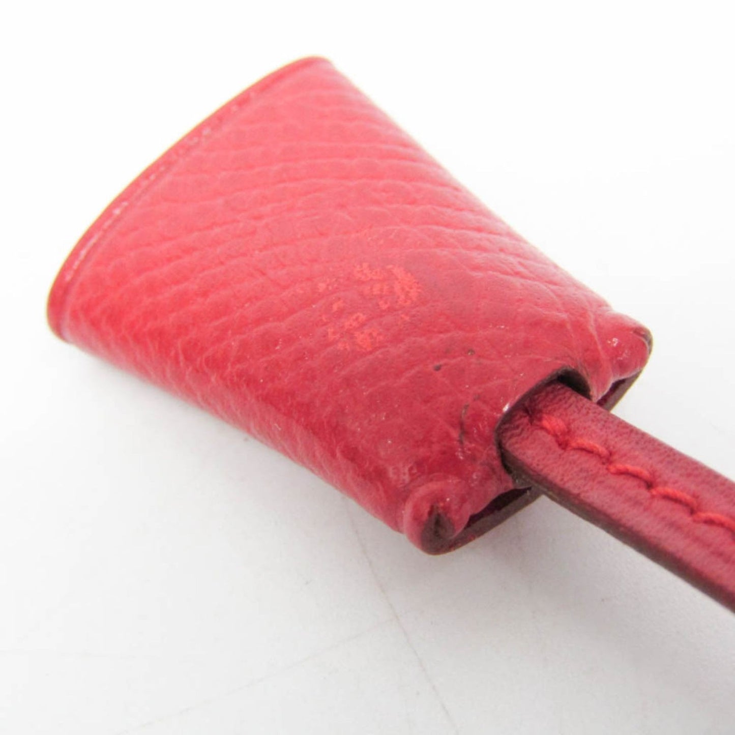 Hermes Auth Mini Clochette Bag Charm Key Holder Silver Red Epsom Metal 13.2 cm