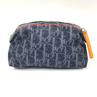 Christian Dior Pouch Trotter Navy Denim Orange Authentic CM1006 Used