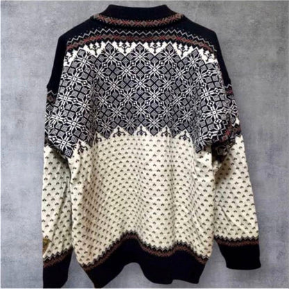 DALE OF NORWAY Nordic Sweater Wool Knit Black Cream Snowflake Pattern Men's M