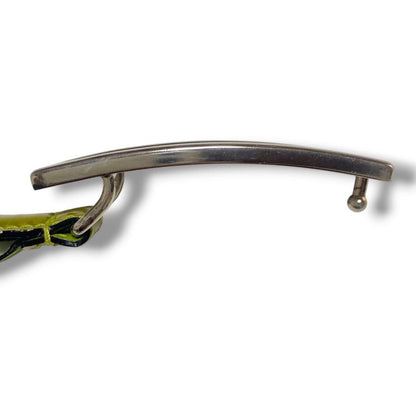 Gucci Silver Tone Logo Buckle Green-toned olive Patent Leather Narrow Belt