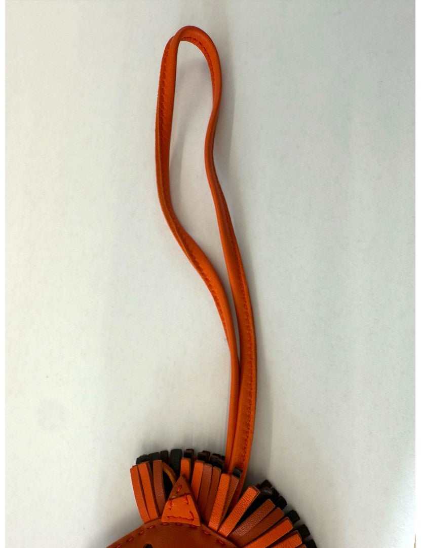 Hermes Gigi Savane Horse Bag Charm Orange Carnelian Leather Authentic France