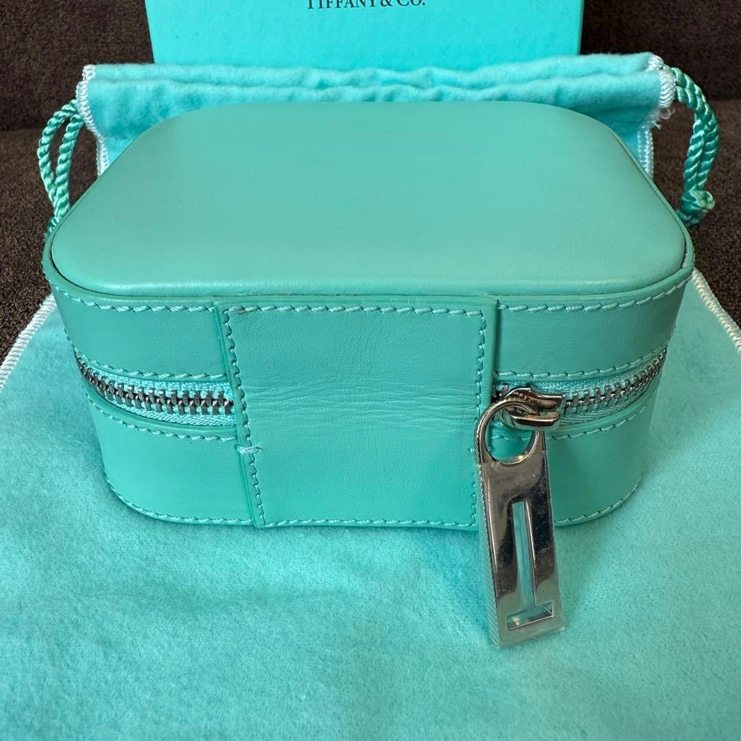 Tiffany & Co. Leather Mini Box Travel Accessory Storage Case Used Japan Rare