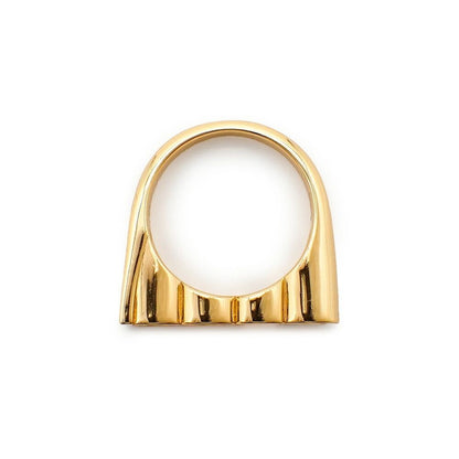Gucci Gold Tone Metal Logo Ring Size M 57 US 8 Excellent Condition Unused