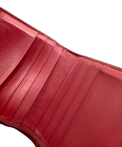 FENDI F is Fendi Zucca Bifold Wallet Brown Red Embossed Leather Gold Hardware