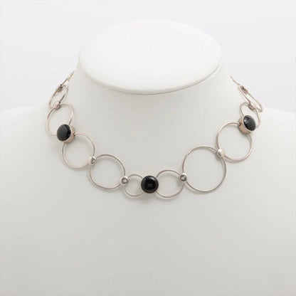 Rare Georg Jensen Sterling Silver 925 Onyx Round Chain Necklace Choker Vintage