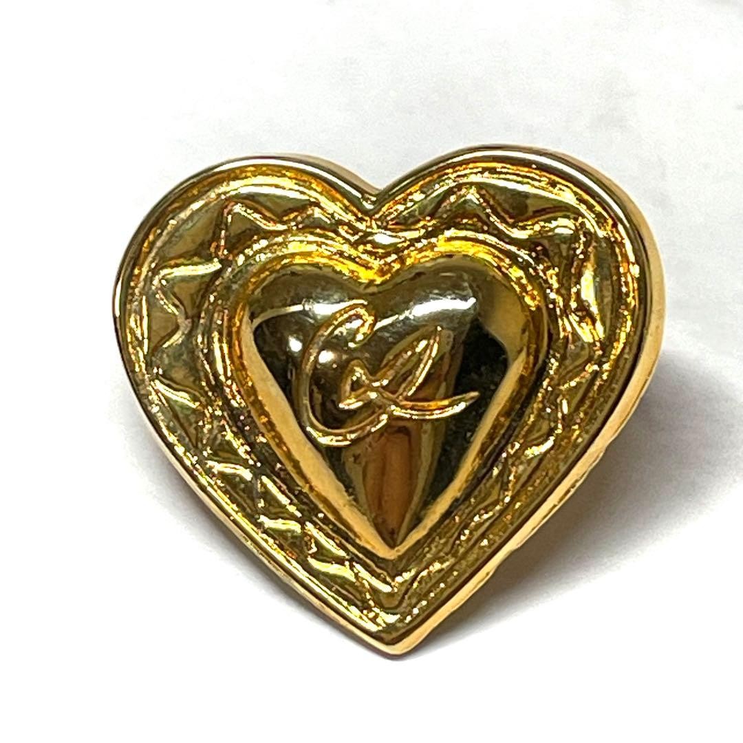 Christian Lacroix Auth Vintage Gold Heart Logo Pin Brooch 2x2.3 cm 0.8x0.9" Used
