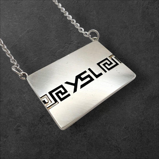 Yves Saint Laurent Sterling Silver 925 Square Logo Necklace L 53cm 20in Vintage