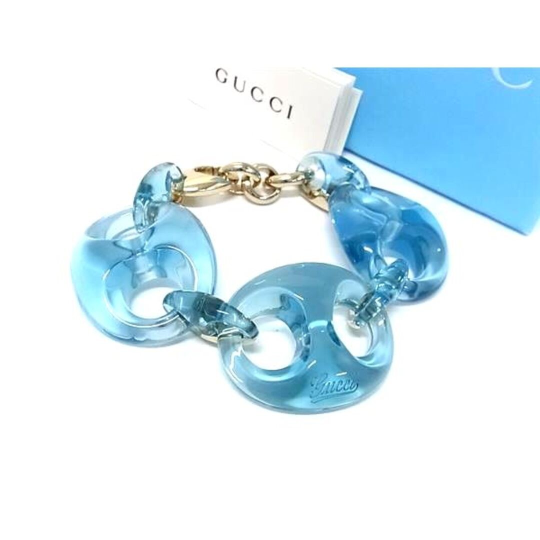 GUCCI Clear Blue Maeina Chain Bracelet Bangle L 22cm 8.6in Near Mint
