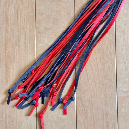 Rare Loewe Red Blue Black Leather Tassel Charm Bag Charm Key Ring Used Japan